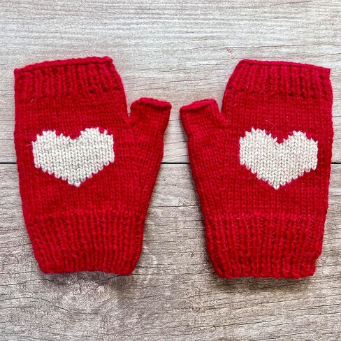 Ella Sussman Hand Knit Alpaca Heart Fingerless Short Glove Fleece Lined Winter Texting Driving Warm Bolivia in Kuwait