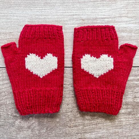 Ella Sussman Hand Knit Alpaca Heart Fingerless Short Glove Fleece Lined Winter Texting Driving Warm Bolivia in Kuwait