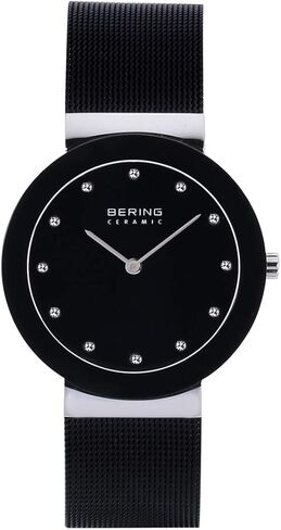 ساعة بيرينغ للنساء انالوج كوارتز سيراميك مع حزام من الفولاذ المقاوم للصدأ وكريستال الياقوت in Kuwait