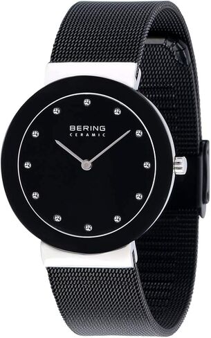 ساعة بيرينغ للنساء انالوج كوارتز سيراميك مع حزام من الفولاذ المقاوم للصدأ وكريستال الياقوت in Kuwait