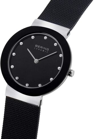 ساعة بيرينغ للنساء انالوج كوارتز سيراميك مع حزام من الفولاذ المقاوم للصدأ وكريستال الياقوت in Kuwait