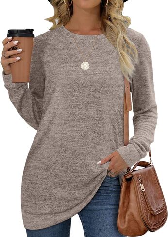 Sweatshirt for Women Loose Fit Crew Neck Long Sleeve Fashion Fall Sweaters in Kuwait