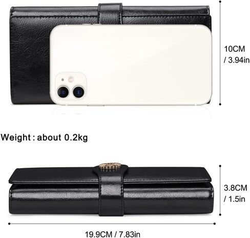 FALAN MULE محفظة نسائية ذات سعة كبيرة RFID Blocking محفظة ثلاثية الطي من الجلد الأصلي, ايه سي_بلاك, L in Kuwait