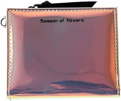 MINGSEECESS Women Bifold Leather Small Wallet Shiny Holographic Zipper Card Holder Coin Change Wallet Clutch Purse with 2 Straps in Saudi Arabia