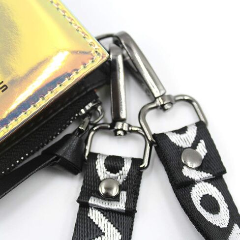 MINGSEECESS Women Bifold Leather Small Wallet Shiny Holographic Zipper Card Holder Coin Change Wallet Clutch Purse with 2 Straps in Saudi Arabia