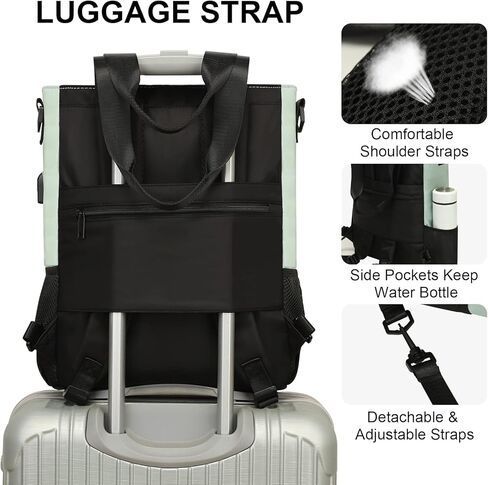 حزمة حقيبة الظهر القابلة للتحويل من CYURAYA | حقيبة كمبيوتر محمول للنساء حقيبة نهارية مقاومة للماء واسعة مفتوحة يوم الأحد كاجوال للعمل والكمبيوتر والكلية تناسب أجهزة الكمبيوتر المحمول والكمبيوتر اللوحي مقاس 15.6 بوصة in Kuwait