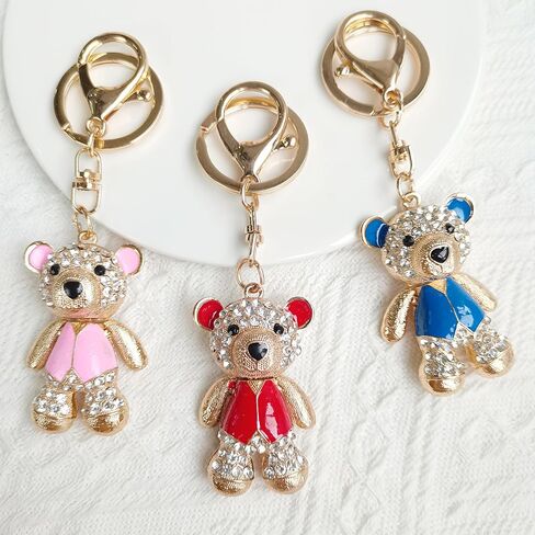 Cute Keychain Women Key Chains For Car Kawaii Anime Crystal Bling Pink Keychains Ring For Bag Purse Charm Accessories in Kuwait