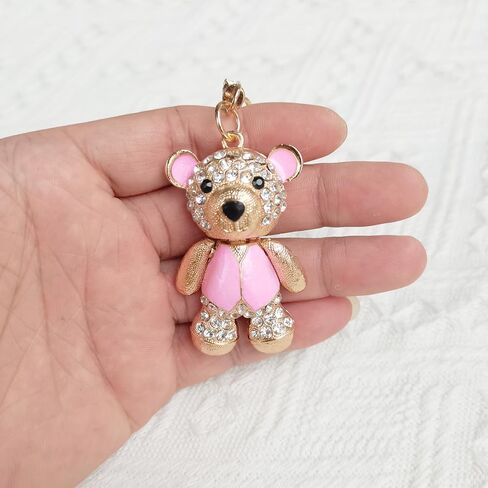 Cute Keychain Women Key Chains For Car Kawaii Anime Crystal Bling Pink Keychains Ring For Bag Purse Charm Accessories in Kuwait