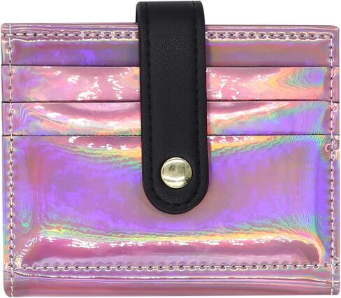 MINGSEECESS Women Bifold Leather Small Wallet Shiny Holographic Zipper Card Holder Coin Change Wallet Clutch Purse with 2 Straps in Saudi Arabia