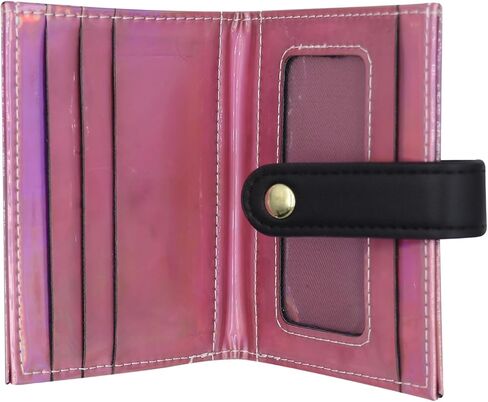 MINGSEECESS Women Bifold Leather Small Wallet Shiny Holographic Zipper Card Holder Coin Change Wallet Clutch Purse with 2 Straps in Saudi Arabia