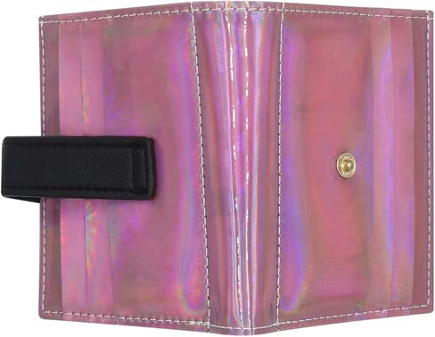 MINGSEECESS Women Bifold Leather Small Wallet Shiny Holographic Zipper Card Holder Coin Change Wallet Clutch Purse with 2 Straps in Saudi Arabia