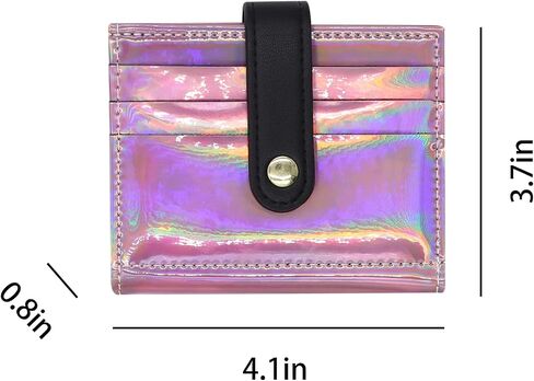 MINGSEECESS Women Bifold Leather Small Wallet Shiny Holographic Zipper Card Holder Coin Change Wallet Clutch Purse with 2 Straps in Saudi Arabia
