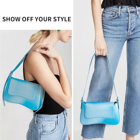 حقيبة يد كتف لامعة من ياكوس للنساء، حقائب يد عصرية من الجلد النباتي مع سحاب مصمم للسهرة in Kuwait