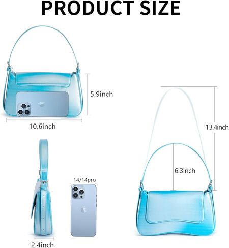 حقيبة يد كتف لامعة من ياكوس للنساء، حقائب يد عصرية من الجلد النباتي مع سحاب مصمم للسهرة in Kuwait