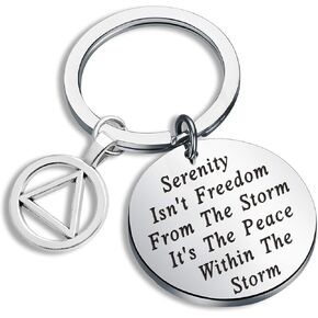 FEELMEM AA Recovery Serenity Prayer Gift Serenity Peace Within The Storm Keyring Alcoholics Anonymous AA Symbol Gift in Kuwait
