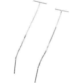 Minimalist Threader Bar Earrings for Women Girls S925 Sterling Silver Charm Long Tassel Chain Drop Dangling Simple Wire Thread Piercing Ear Stud Hypoallergenic Fashion Chic Earring
