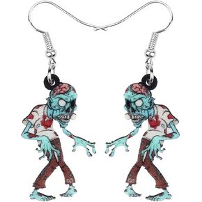 DOWAY Novelty Halloween Skull Earrings Dangle Charms Acrylic Sugar Skulls Jewelry Gifts for Women Girls Zombie Decoration in Saudi Arabia