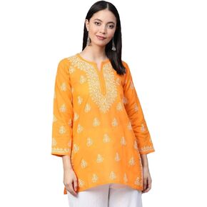 Ada Indian Hand Embroidered Latest Chikankari Women's Cotton Top Tunic Shirt Kurti A210717