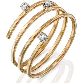 FABIN JEWELRY Handmade Adjustable Hammered Gold Filled wire wrap coil ring With Cubic Zirconia, Simulated Diamond Thumb Ring, Pregnancy Ring, Weight Loss Wraparound Triple Band in Saudi Arabia
