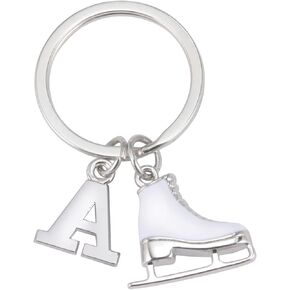LIKGREAT Ice Skate Keychain Figure Skating Keychains for Girls Initial Ice Skating Charm Keyring Handbag Decoration