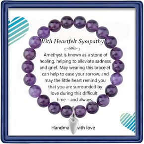 72ore Sympathy Bracelet Amethyst Healing Bracelets Angel Bracelet Bead Bracelet Love Heart Bracelet Sympathy Gift For Loss Of Loved One Sympathy Gift Grief Gifts for Women