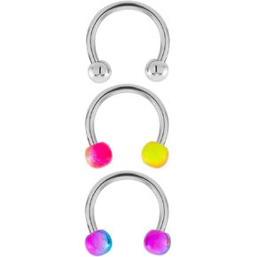 مجموعة أقراط بيلاتي 16 جرام على شكل حدوة حصان للنساء من 3 قطع - مجوهرات ثقب حدوة حصان مضادة للحساسية (اختر اللون) in Kuwait