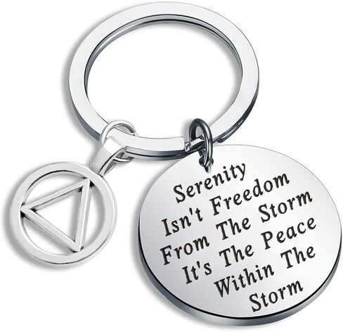 FEELMEM AA Recovery Serenity Prayer Gift Serenity Peace Within The Storm Keyring Alcoholics Anonymous AA Symbol Gift in Kuwait