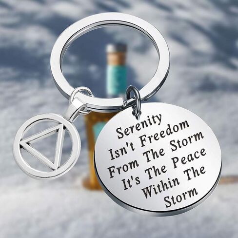 FEELMEM AA Recovery Serenity Prayer Gift Serenity Peace Within The Storm Keyring Alcoholics Anonymous AA Symbol Gift in Kuwait