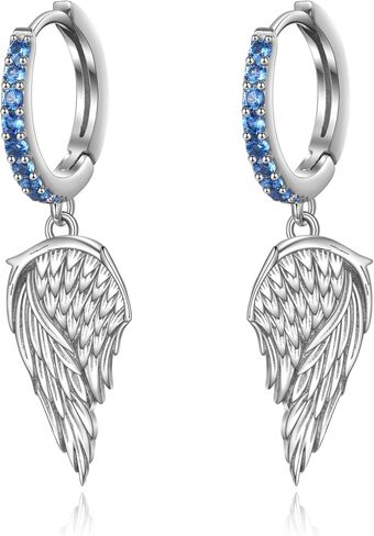 Angel Wings Earrings S925 Sterling Silver Moonstone Wings Dangle Hoop Earrings Jewelry for Women Girls in Saudi Arabia
