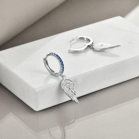 Angel Wings Earrings S925 Sterling Silver Moonstone Wings Dangle Hoop Earrings Jewelry for Women Girls in Saudi Arabia