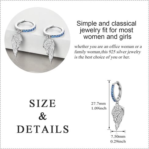 Angel Wings Earrings S925 Sterling Silver Moonstone Wings Dangle Hoop Earrings Jewelry for Women Girls in Saudi Arabia