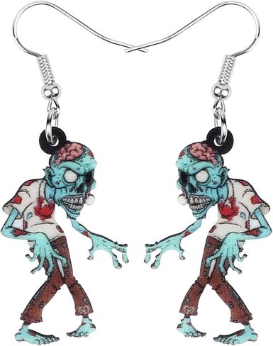 DOWAY Novelty Halloween Skull Earrings Dangle Charms Acrylic Sugar Skulls Jewelry Gifts for Women Girls Zombie Decoration in Saudi Arabia