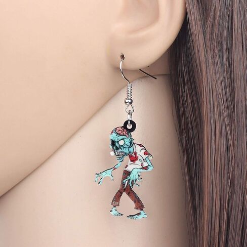 DOWAY Novelty Halloween Skull Earrings Dangle Charms Acrylic Sugar Skulls Jewelry Gifts for Women Girls Zombie Decoration in Saudi Arabia
