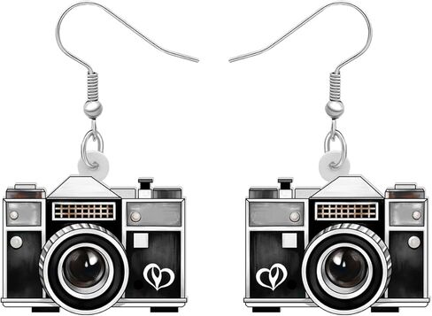 RAIDIN Acrylic Cute Valentines Day 80s 90s Cassette Tape Dangle Earrings for Women Girls Kids Funny Tape-Recorder Camera Jewelry Gifts for Holiday Party Decorations in Kuwait