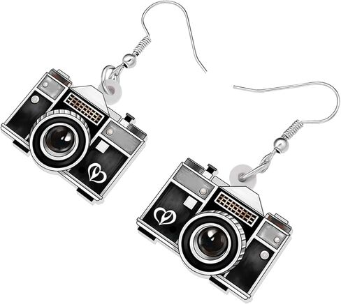RAIDIN Acrylic Cute Valentines Day 80s 90s Cassette Tape Dangle Earrings for Women Girls Kids Funny Tape-Recorder Camera Jewelry Gifts for Holiday Party Decorations in Kuwait