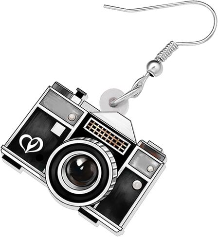 RAIDIN Acrylic Cute Valentines Day 80s 90s Cassette Tape Dangle Earrings for Women Girls Kids Funny Tape-Recorder Camera Jewelry Gifts for Holiday Party Decorations in Kuwait