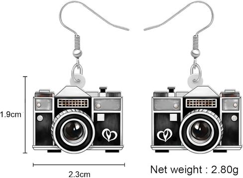 RAIDIN Acrylic Cute Valentines Day 80s 90s Cassette Tape Dangle Earrings for Women Girls Kids Funny Tape-Recorder Camera Jewelry Gifts for Holiday Party Decorations in Kuwait