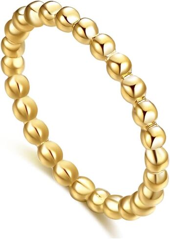 Fusamk Fashion 18K Gold Stacking Ring Stainless Steel 2MM Bead Ring in Saudi Arabia