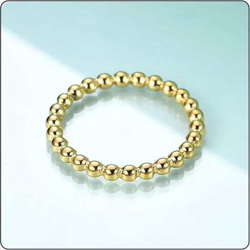 Fusamk Fashion 18K Gold Stacking Ring Stainless Steel 2MM Bead Ring in Saudi Arabia