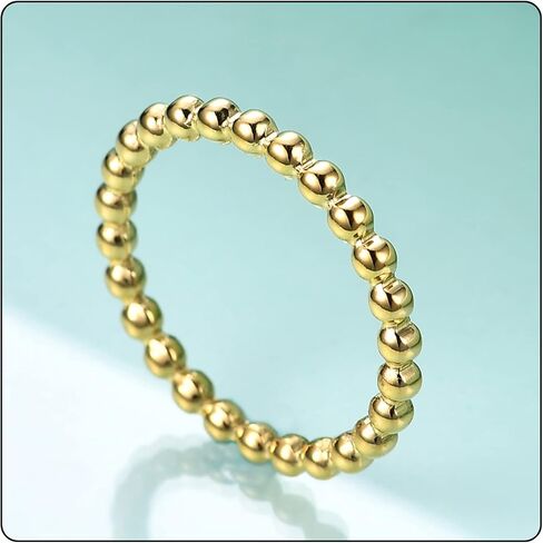 Fusamk Fashion 18K Gold Stacking Ring Stainless Steel 2MM Bead Ring in Saudi Arabia
