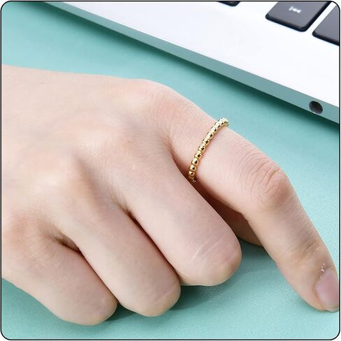 Fusamk Fashion 18K Gold Stacking Ring Stainless Steel 2MM Bead Ring in Saudi Arabia