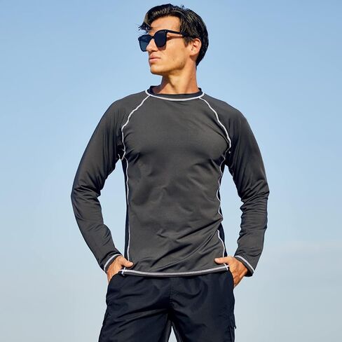 قمصان Arcweg للرجال بأكمام طويلة بعامل حماية من أشعة الشمس 50+ قمصان للحماية من الشمس قمصان حماية من الطفح الجلدي SPF تي شيرت للصيد والمشي لمسافات طويلة والجري in Kuwait