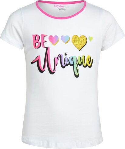 طقم شورت رياضي للفتيات من Dreamstar - 6 قطع تي شيرت بأكمام قصيرة وشورت دولفين (7-16) in Kuwait