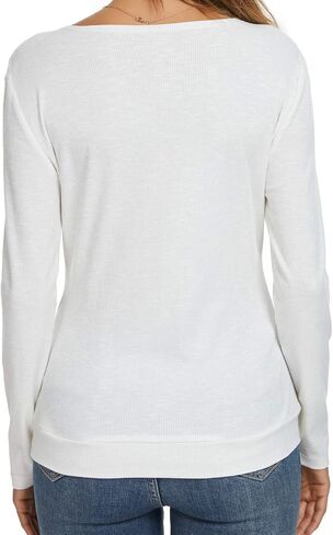 WEIYAN Women's Wrap Tops V Neck Tunic Long Sleeve Casual T-Shirts Blouse in Saudi Arabia