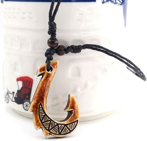 Scddboy Hawaiian Maori Fish Hook Pendant Necklace,Maui Beach Sufer Tribal Necklace in Saudi Arabia