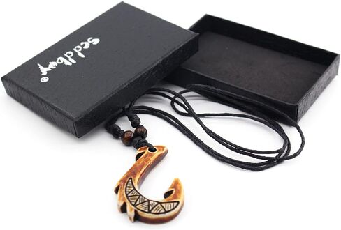 Scddboy Hawaiian Maori Fish Hook Pendant Necklace,Maui Beach Sufer Tribal Necklace in Saudi Arabia