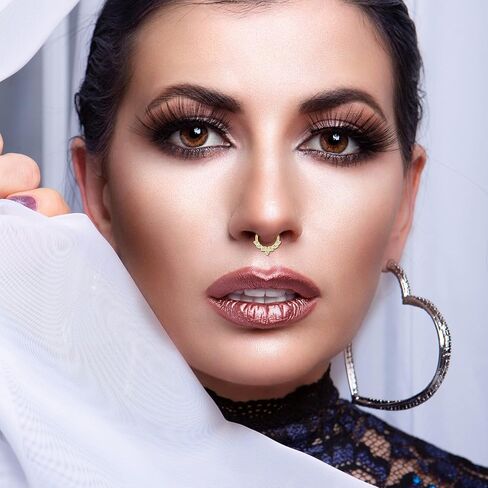 MJust 8Pcs Septum Rings 16G for Women Men Stainless Steel Dangle Septum Piercing Jewelry Moon Heart CZ 8MM/10MM Daith Jewelry in Kuwait