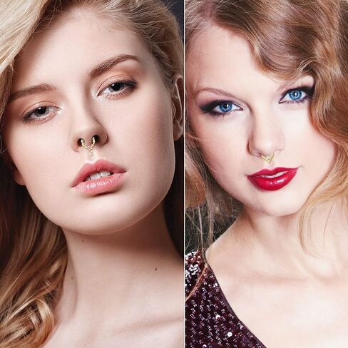 MJust 8Pcs Septum Rings 16G for Women Men Stainless Steel Dangle Septum Piercing Jewelry Moon Heart CZ 8MM/10MM Daith Jewelry in Kuwait