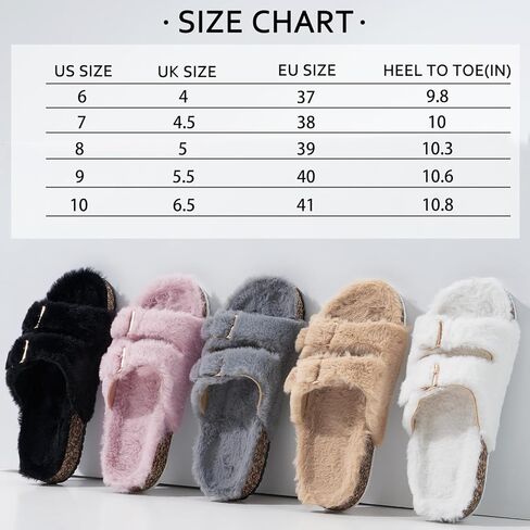 شبشب نسائي من Cozyfurry مفتوح عند أصابع القدم وبطانة غامقة مع دعم للقوس، شبشب خارجي بإبزيم قابل للتعديل in Kuwait