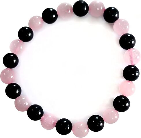 سوار من الاحجار الكريمة العلاجية، سوار طاقة ايجابية، خرز شونجيت وكوارتز وردي، حماية من الطاقة السلبية، سوار خرز للتأريض والحماية، شونجيت وكوارتز وردي in Kuwait